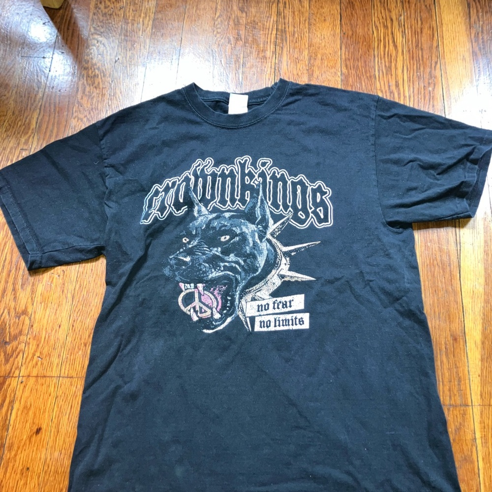 Black Graphic T-Shirt with Dog Print